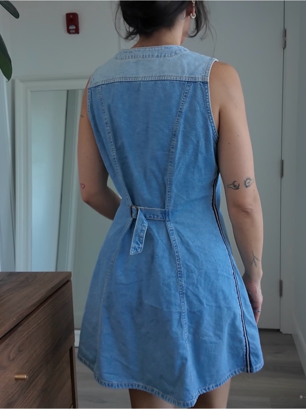 Vintage Nevada Light Blue Denim Button-Front Dress - Picture 2 of 4